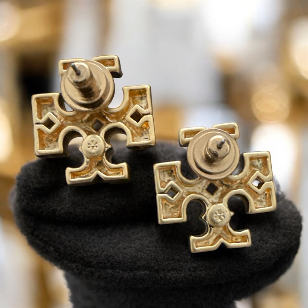 Tory Burch Large Gold Cross Stud Earrings! - Picture 2 of 5